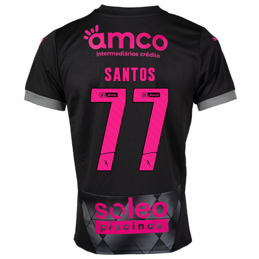 Kinder Edu Santos #77 Schwarz Rosa Auswärtstrikot Trikot 2024/25 T-Shirt