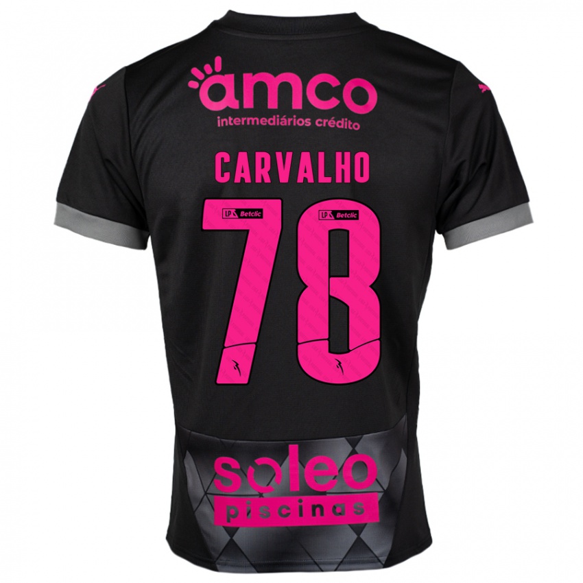 Kinder João Carvalho #78 Schwarz Rosa Auswärtstrikot Trikot 2024/25 T-Shirt