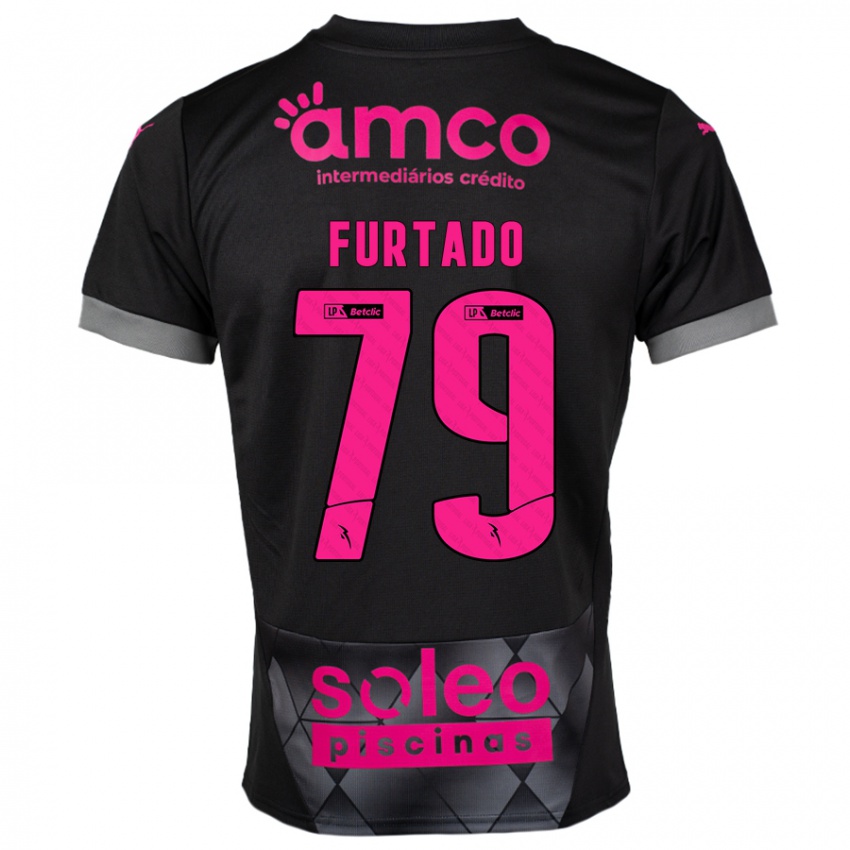 Kinder Rúben Furtado #79 Schwarz Rosa Auswärtstrikot Trikot 2024/25 T-Shirt