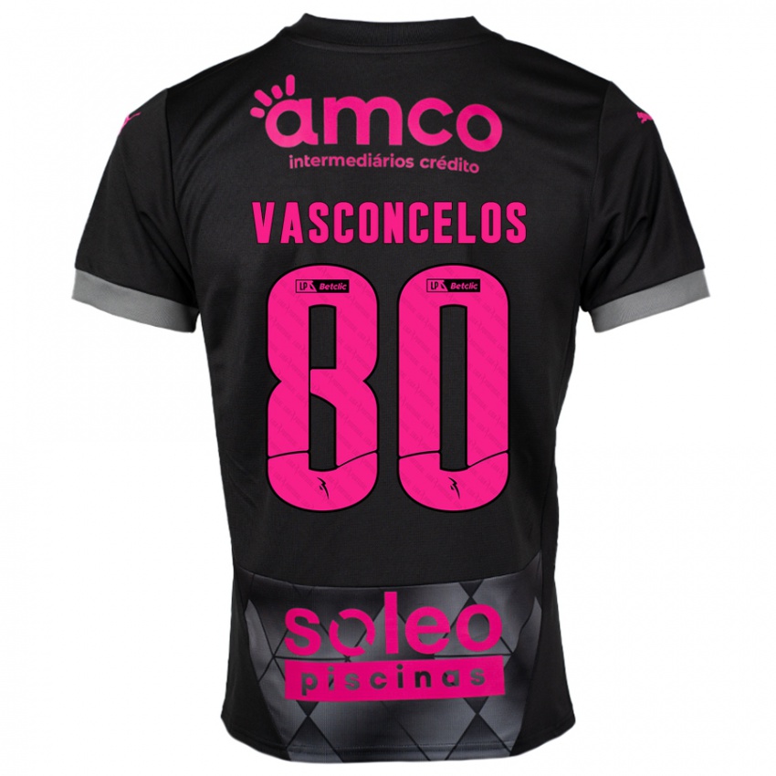 Kinder Vasconcelos #80 Schwarz Rosa Auswärtstrikot Trikot 2024/25 T-Shirt