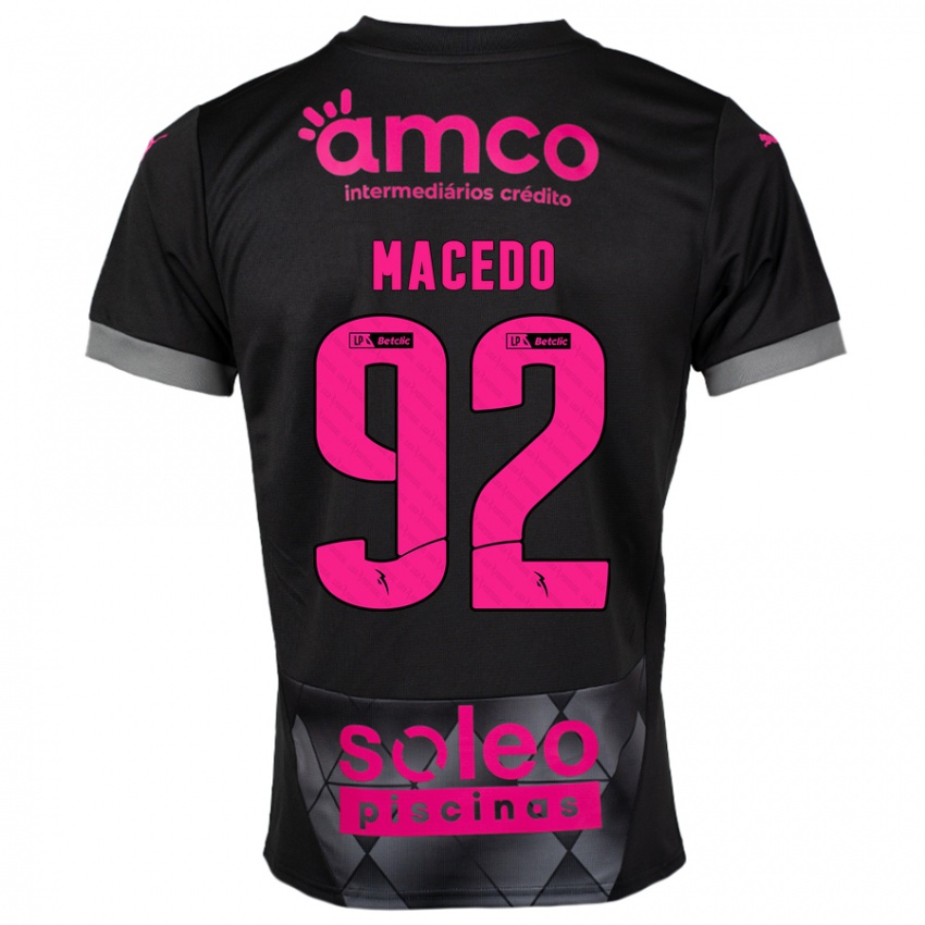 Kinder Rodrigo Macedo #92 Schwarz Rosa Auswärtstrikot Trikot 2024/25 T-Shirt