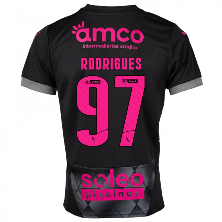 Kinder Dinis Rodrigues #97 Schwarz Rosa Auswärtstrikot Trikot 2024/25 T-Shirt