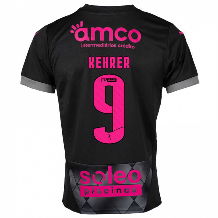 Kinder Caroline Kehrer #9 Schwarz Rosa Auswärtstrikot Trikot 2024/25 T-Shirt