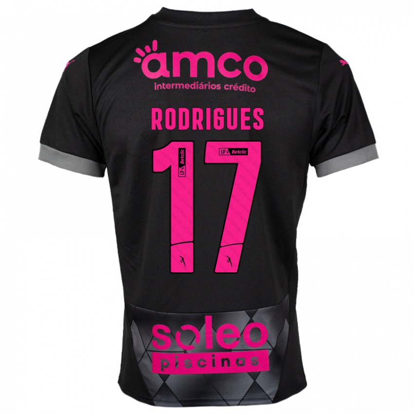 Kinder Tânia Rodrigues #17 Schwarz Rosa Auswärtstrikot Trikot 2024/25 T-Shirt