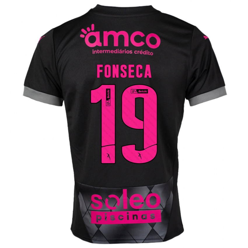 Kinder Beatriz Fonseca #19 Schwarz Rosa Auswärtstrikot Trikot 2024/25 T-Shirt