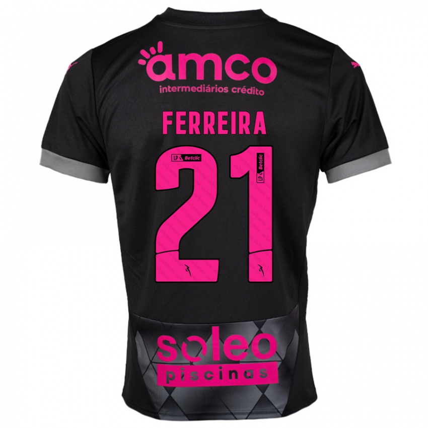 Kinder Ana Carolina Ferreira #21 Schwarz Rosa Auswärtstrikot Trikot 2024/25 T-Shirt