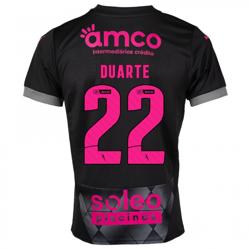 Kinder Vânia Duarte #22 Schwarz Rosa Auswärtstrikot Trikot 2024/25 T-Shirt