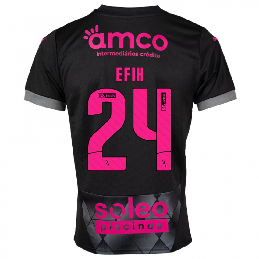 Kinder Peace Efih #24 Schwarz Rosa Auswärtstrikot Trikot 2024/25 T-Shirt