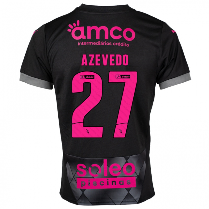 Kinder Mariana Azevedo #27 Schwarz Rosa Auswärtstrikot Trikot 2024/25 T-Shirt