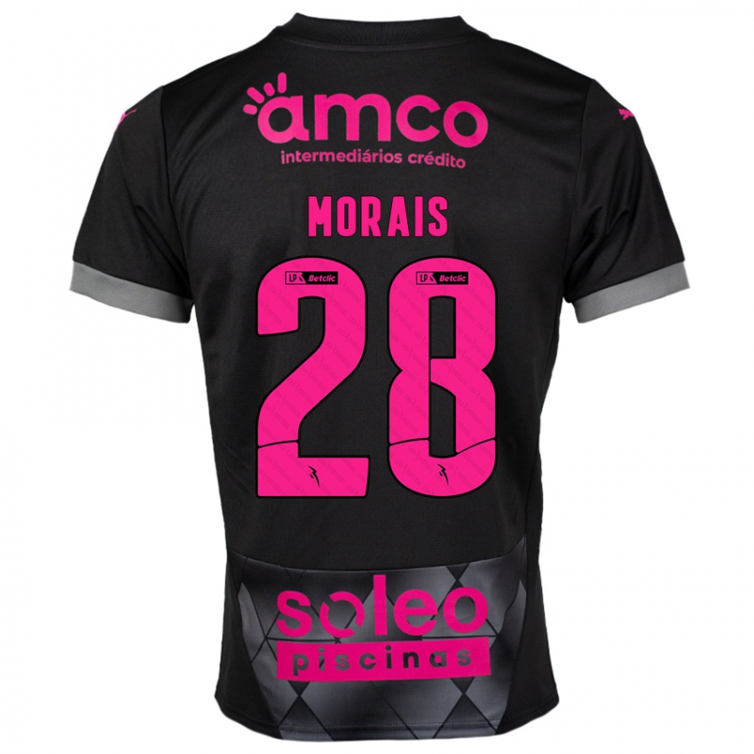 Kinder Patrícia Morais #28 Schwarz Rosa Auswärtstrikot Trikot 2024/25 T-Shirt