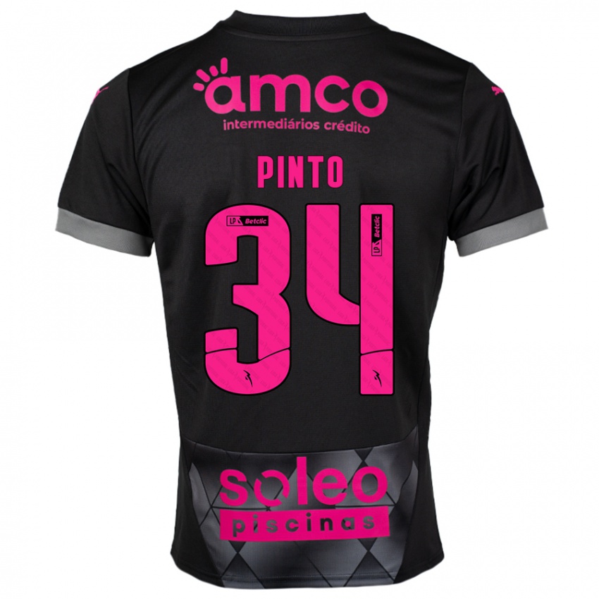 Kinder Ana Pinto #34 Schwarz Rosa Auswärtstrikot Trikot 2024/25 T-Shirt