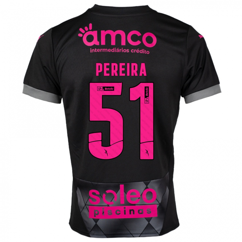 Kinder Evy Pereira #51 Schwarz Rosa Auswärtstrikot Trikot 2024/25 T-Shirt