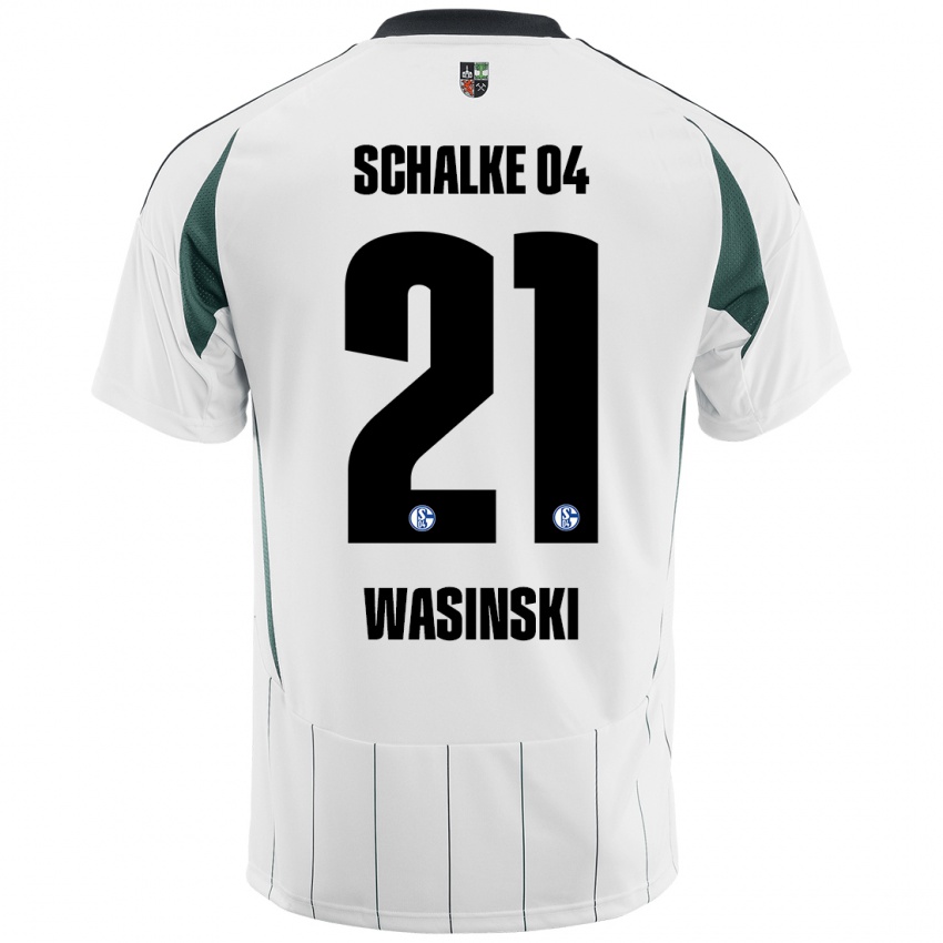 Kinder Martin Wasinski #21 Weiß Grün Auswärtstrikot Trikot 2024/25 T-Shirt