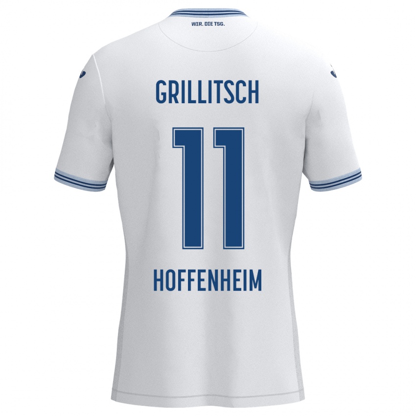 Kinder Florian Grillitsch #11 Weiß Blau Auswärtstrikot Trikot 2024/25 T-Shirt