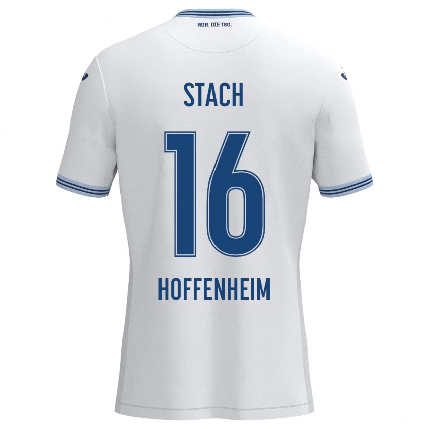 Kinder Anton Stach #16 Weiß Blau Auswärtstrikot Trikot 2024/25 T-Shirt