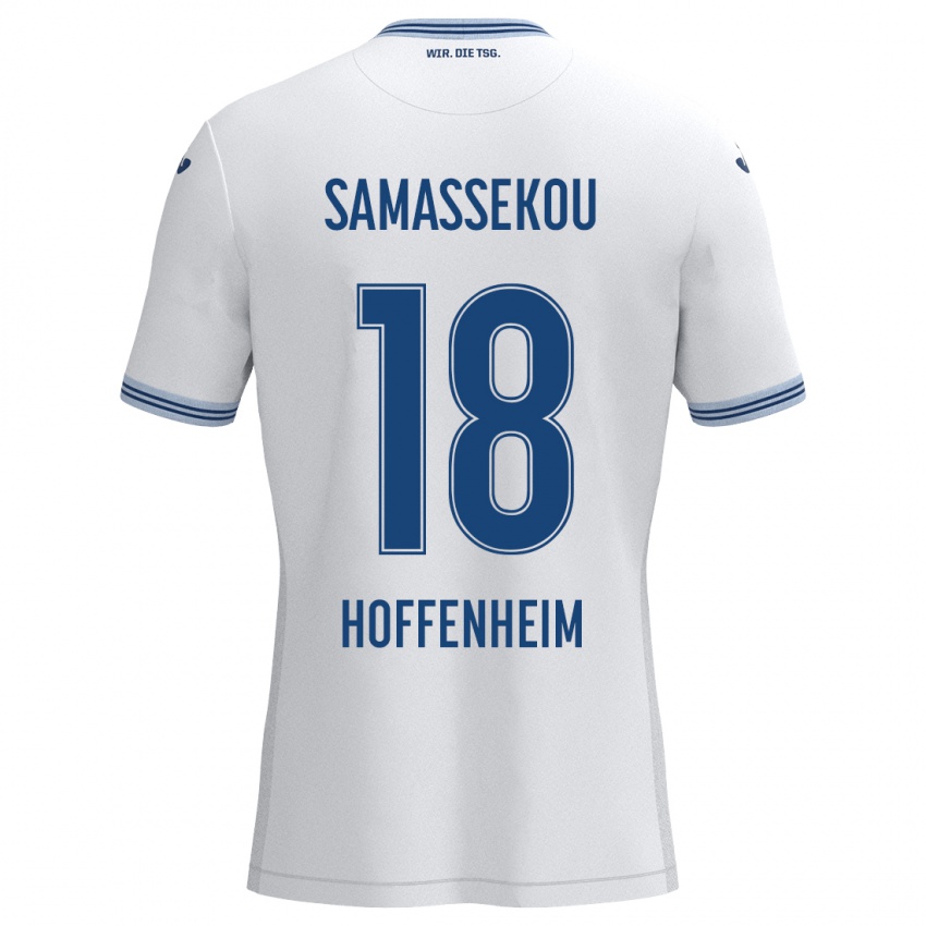 Kinder Diadié Samassékou #18 Weiß Blau Auswärtstrikot Trikot 2024/25 T-Shirt