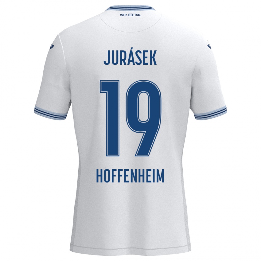 Kinder David Jurásek #19 Weiß Blau Auswärtstrikot Trikot 2024/25 T-Shirt