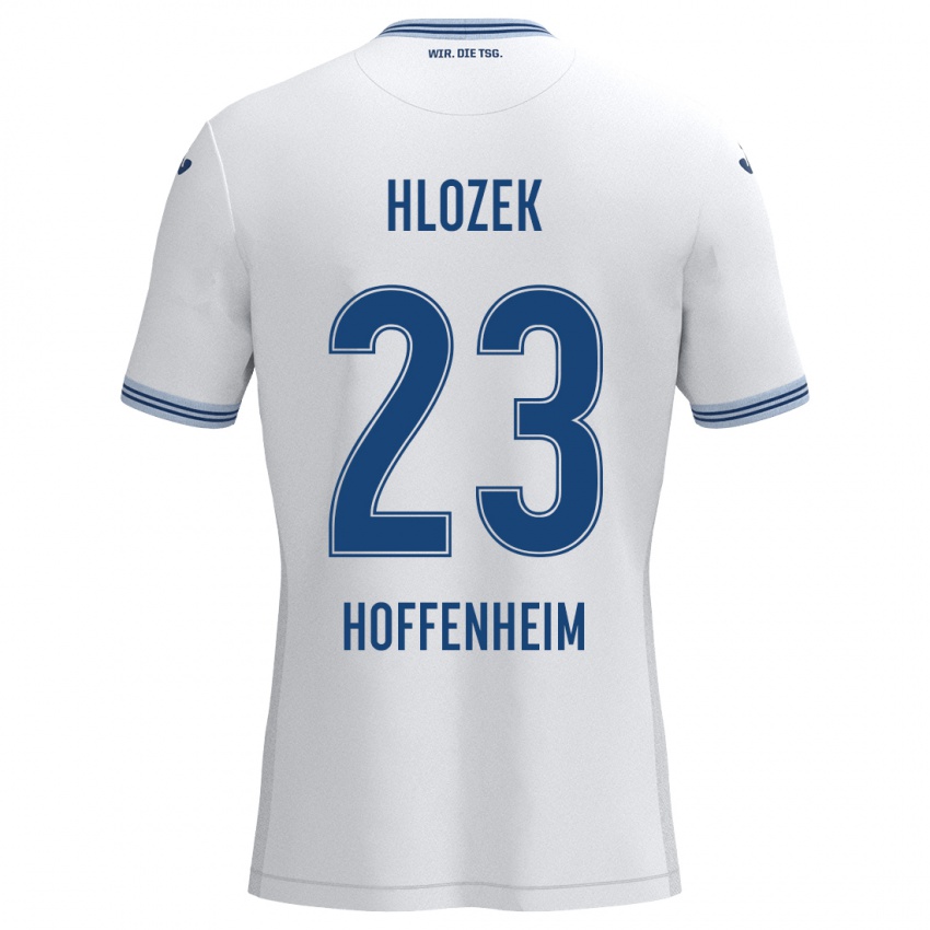 Kinder Adam Hlozek #23 Weiß Blau Auswärtstrikot Trikot 2024/25 T-Shirt