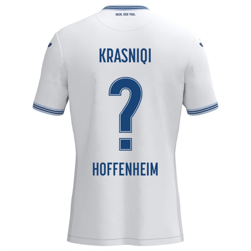 Kinder Leonard Krasniqi #0 Weiß Blau Auswärtstrikot Trikot 2024/25 T-Shirt