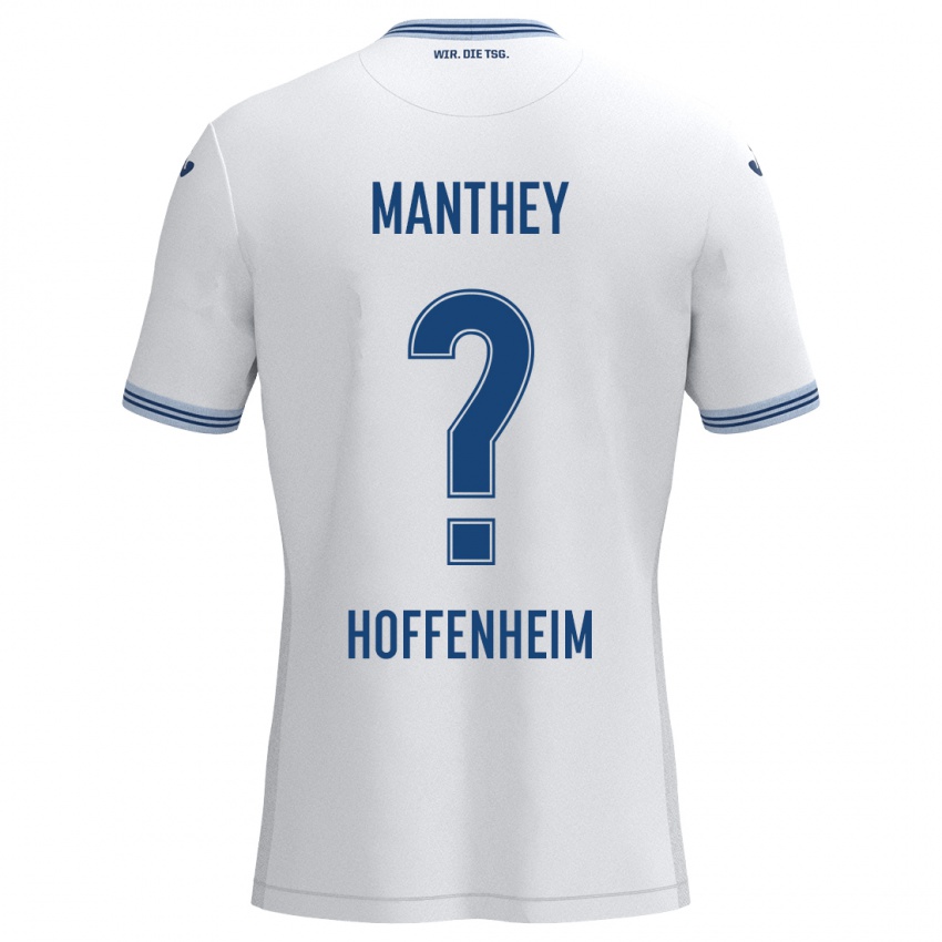 Kinder Kevin Manthey #0 Weiß Blau Auswärtstrikot Trikot 2024/25 T-Shirt