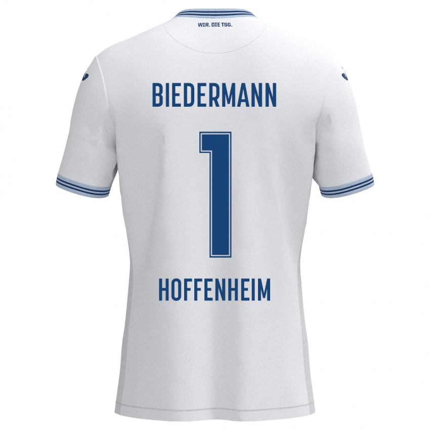 Kinder Nico Biedermann #1 Weiß Blau Auswärtstrikot Trikot 2024/25 T-Shirt