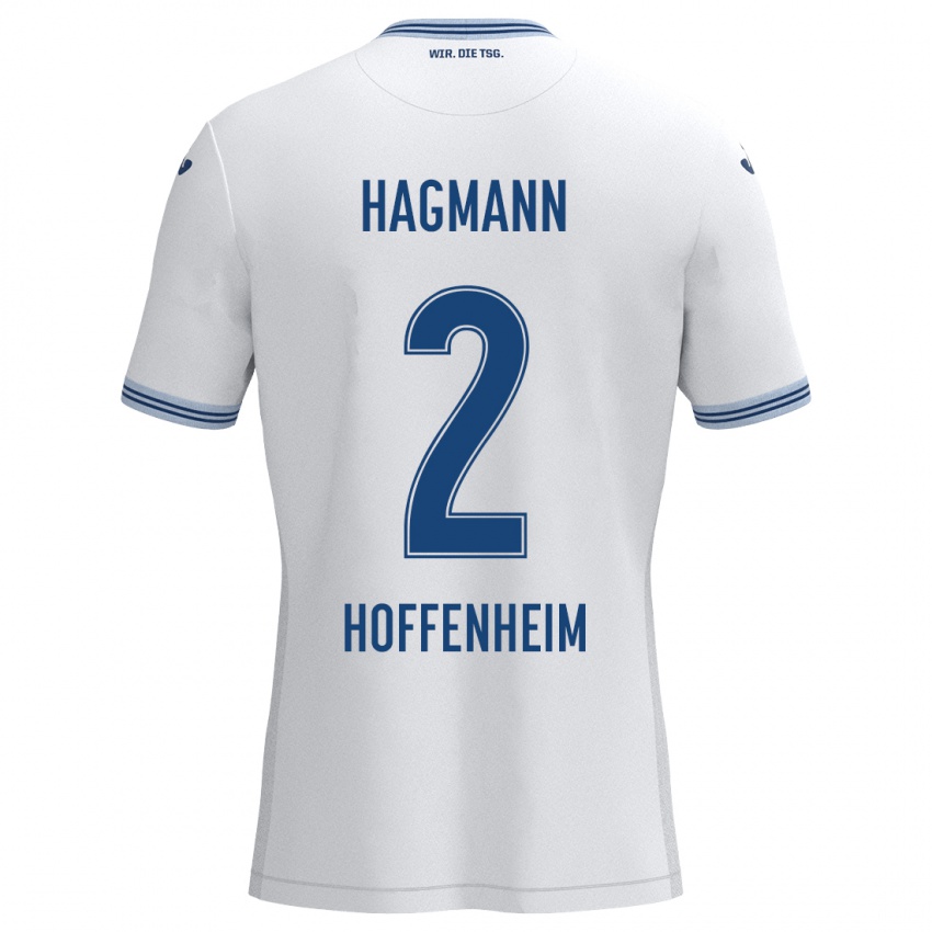 Kinder Felix Hagmann #2 Weiß Blau Auswärtstrikot Trikot 2024/25 T-Shirt