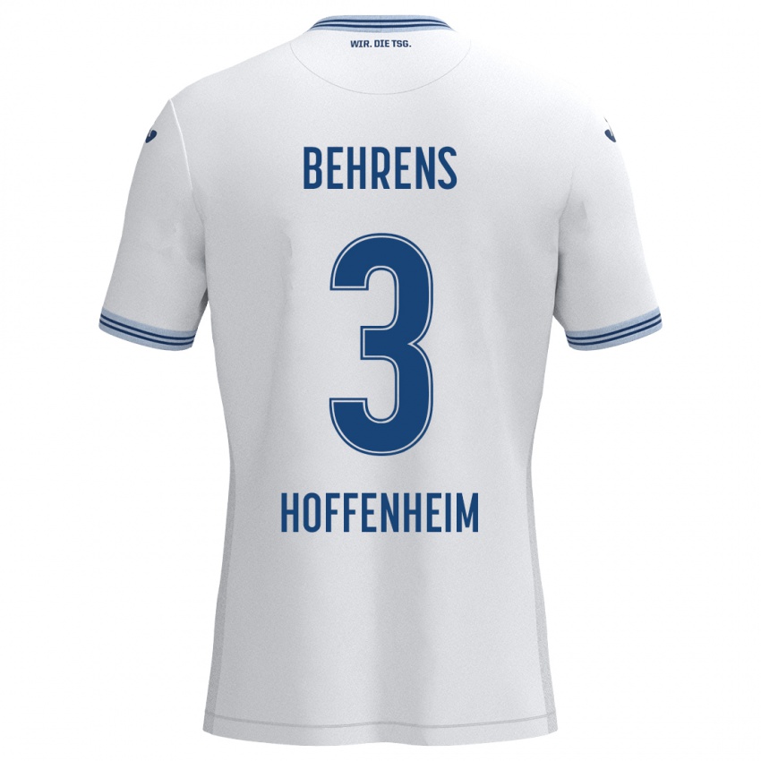 Kinder Hennes Behrens #3 Weiß Blau Auswärtstrikot Trikot 2024/25 T-Shirt