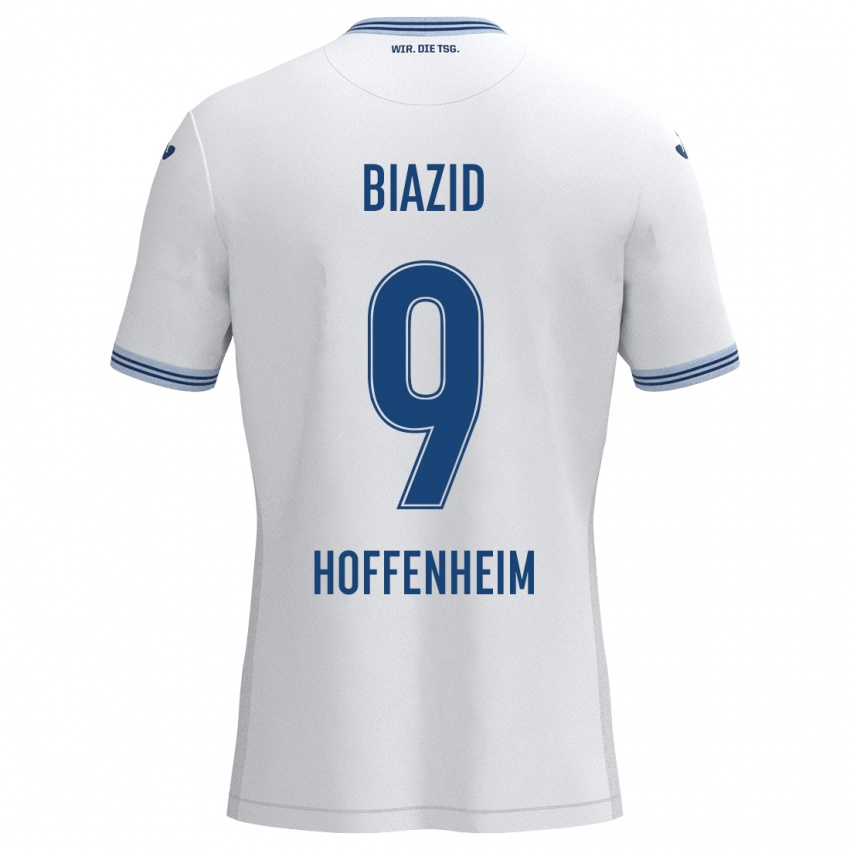 Kinder Zain Biazid #9 Weiß Blau Auswärtstrikot Trikot 2024/25 T-Shirt