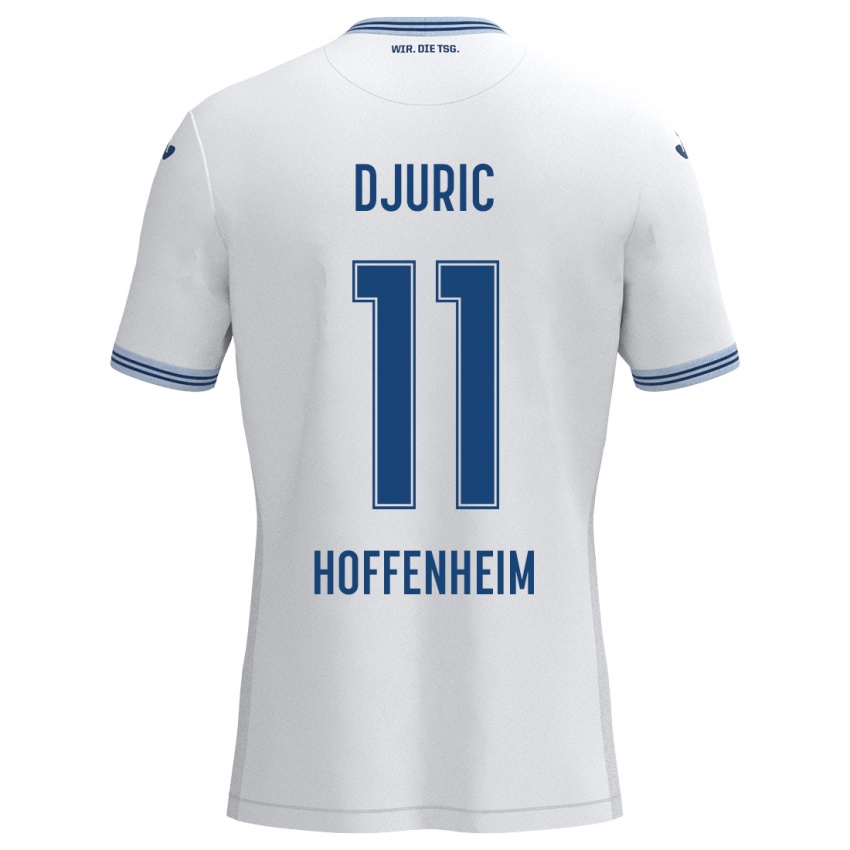 Kinder Luka Djuric #11 Weiß Blau Auswärtstrikot Trikot 2024/25 T-Shirt