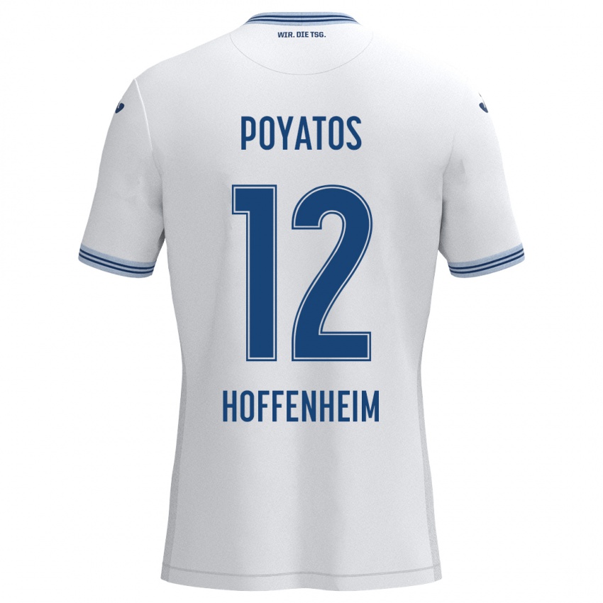 Kinder Miguel Poyatos #12 Weiß Blau Auswärtstrikot Trikot 2024/25 T-Shirt