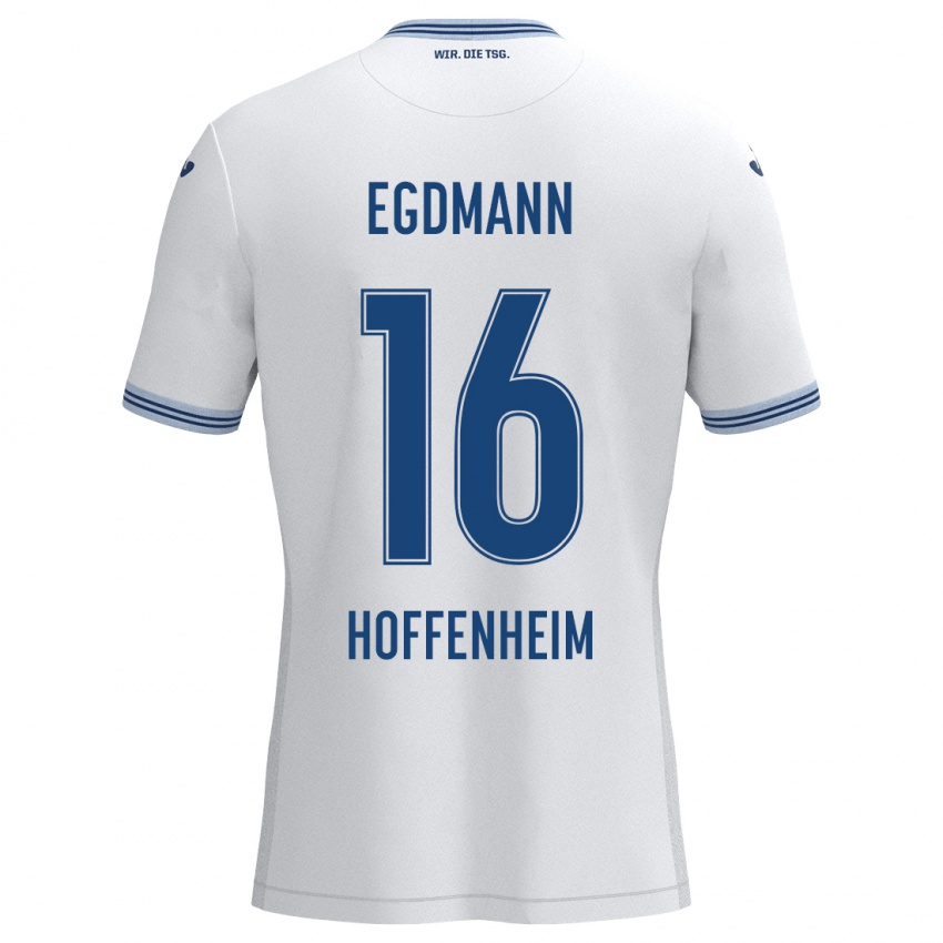 Kinder Mika Egdmann #16 Weiß Blau Auswärtstrikot Trikot 2024/25 T-Shirt