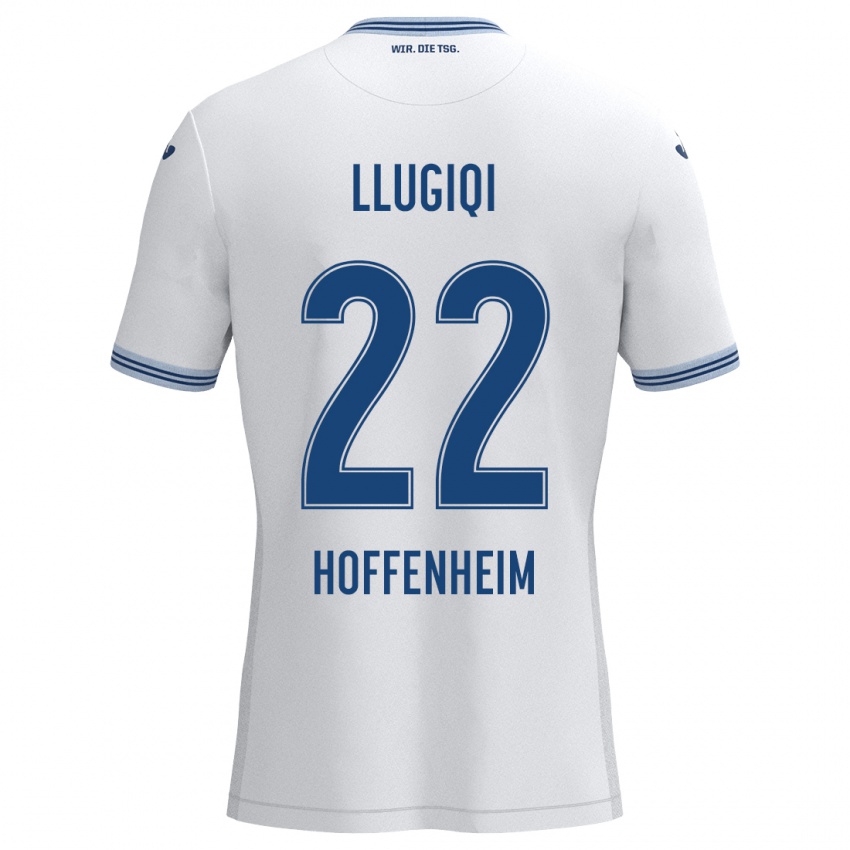 Kinder Arian Llugiqi #22 Weiß Blau Auswärtstrikot Trikot 2024/25 T-Shirt