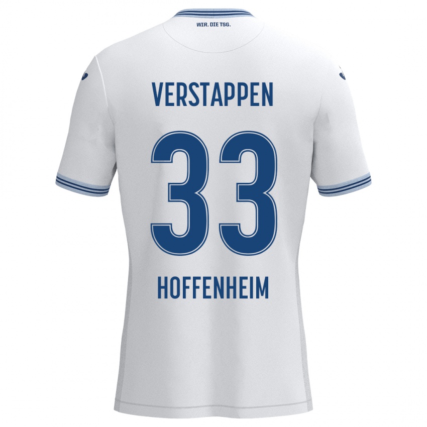 Kinder Eric Verstappen #33 Weiß Blau Auswärtstrikot Trikot 2024/25 T-Shirt