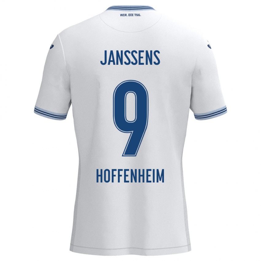 Kinder Jill Janssens #9 Weiß Blau Auswärtstrikot Trikot 2024/25 T-Shirt