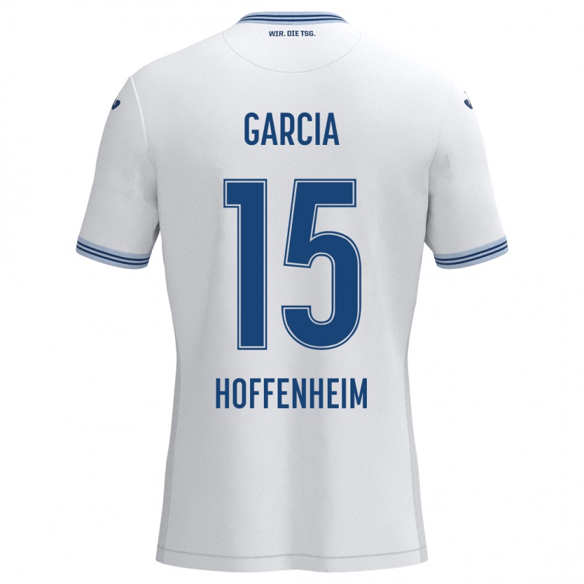 Kinder Marta Cazalla Garcia #15 Weiß Blau Auswärtstrikot Trikot 2024/25 T-Shirt