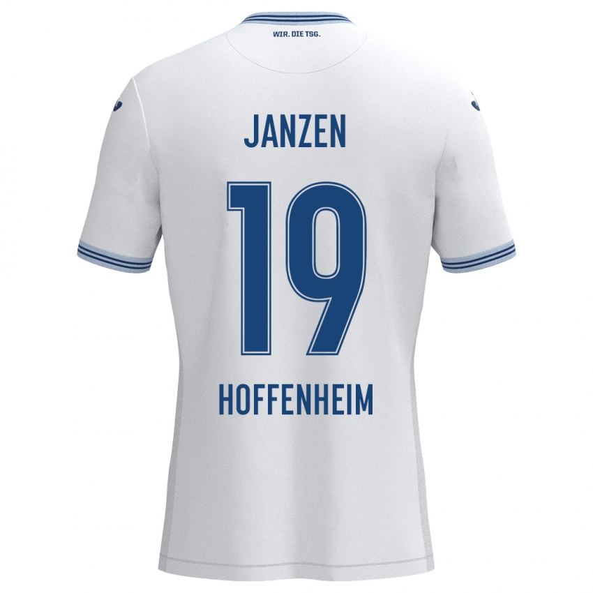 Kinder Mathilde Janzen #19 Weiß Blau Auswärtstrikot Trikot 2024/25 T-Shirt