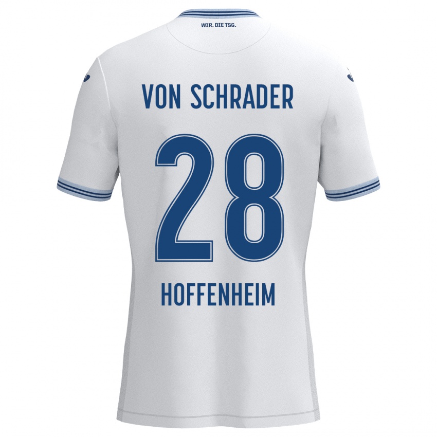 Kinder Lina Von Schrader #28 Weiß Blau Auswärtstrikot Trikot 2024/25 T-Shirt