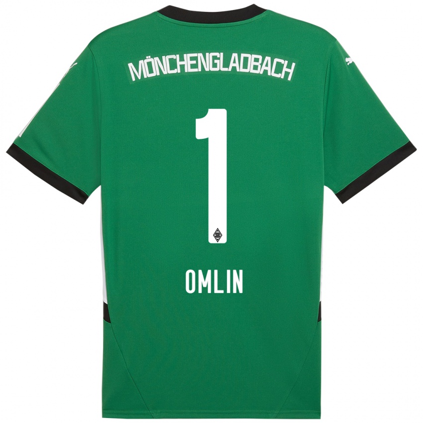 Kinder Jonas Omlin #1 Grün Weiß Auswärtstrikot Trikot 2024/25 T-Shirt