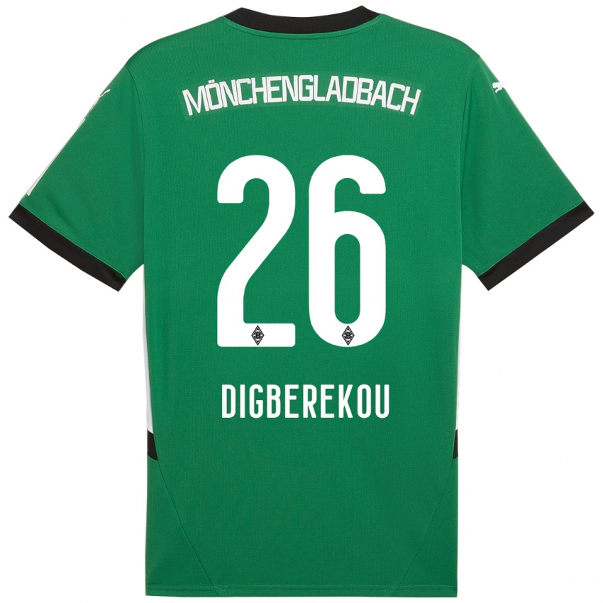 Kinder Ibrahim Digberekou #26 Grün Weiß Auswärtstrikot Trikot 2024/25 T-Shirt