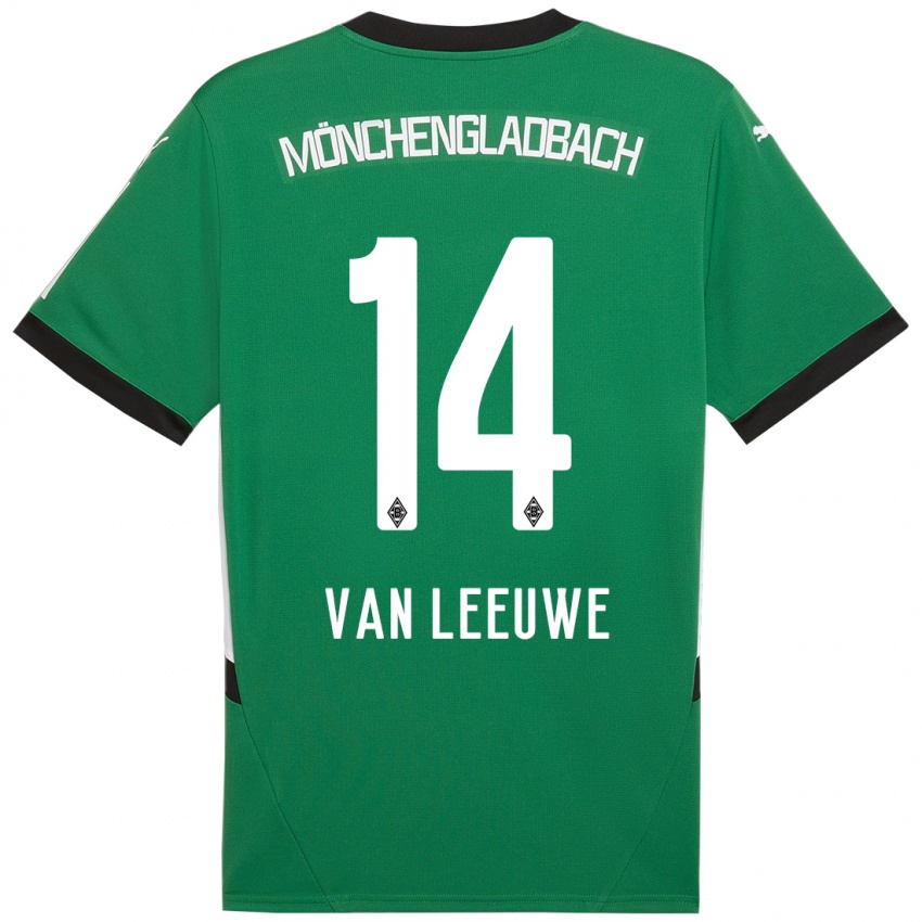 Kinder Kyra Van Leeuwe #14 Grün Weiß Auswärtstrikot Trikot 2024/25 T-Shirt