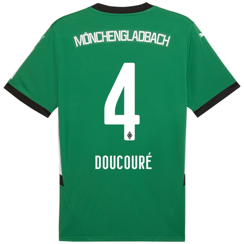 Kinder Mamadou Doucouré #4 Grün Weiß Auswärtstrikot Trikot 2024/25 T-Shirt