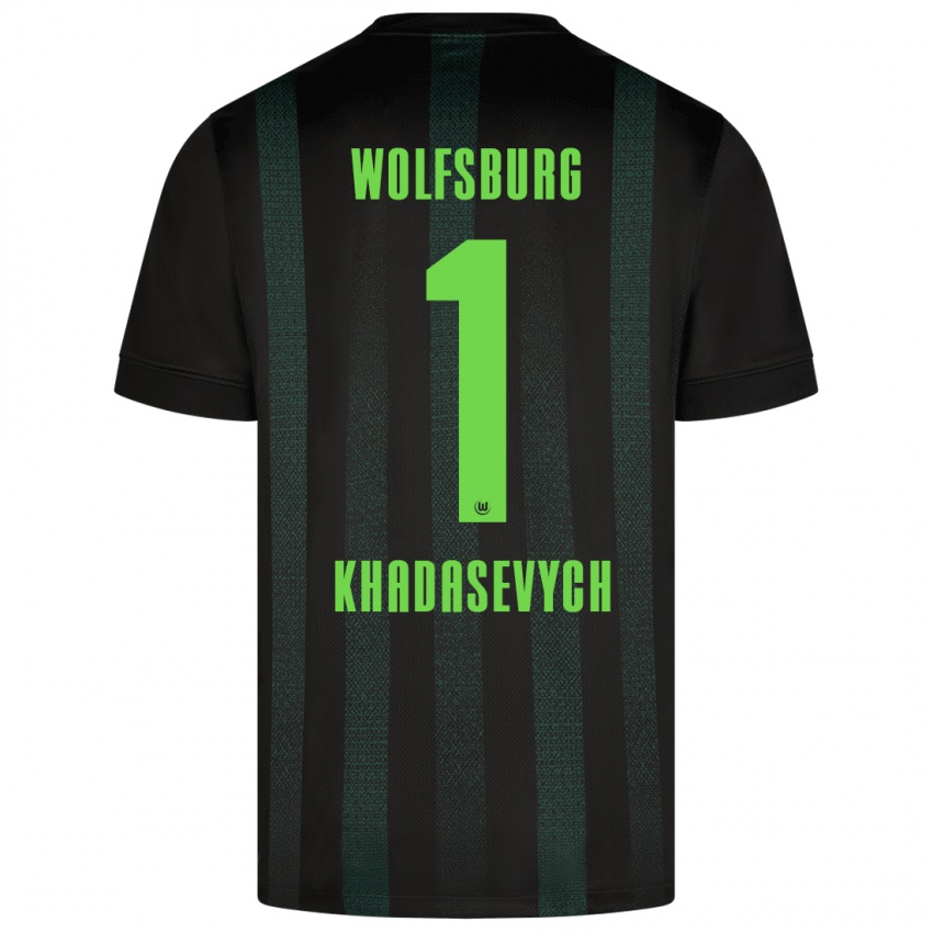 Kinder Kyrylo Khadasevych #1 Dunkelgrün Auswärtstrikot Trikot 2024/25 T-Shirt