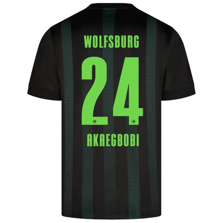 Kinder Jonathan Akaegbobi #24 Dunkelgrün Auswärtstrikot Trikot 2024/25 T-Shirt