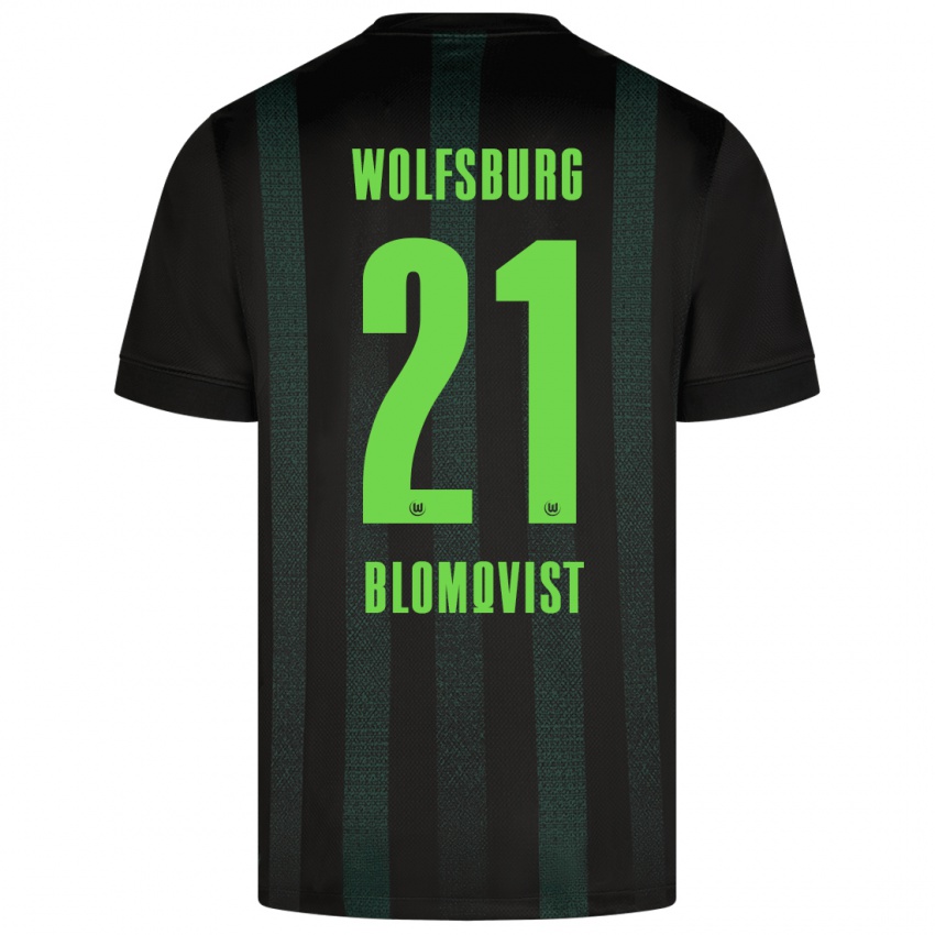 Kinder Rebecka Blomqvist #21 Dunkelgrün Auswärtstrikot Trikot 2024/25 T-Shirt