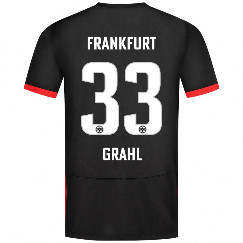 Kinder Jens Grahl #33 Schwarz Auswärtstrikot Trikot 2024/25 T-Shirt