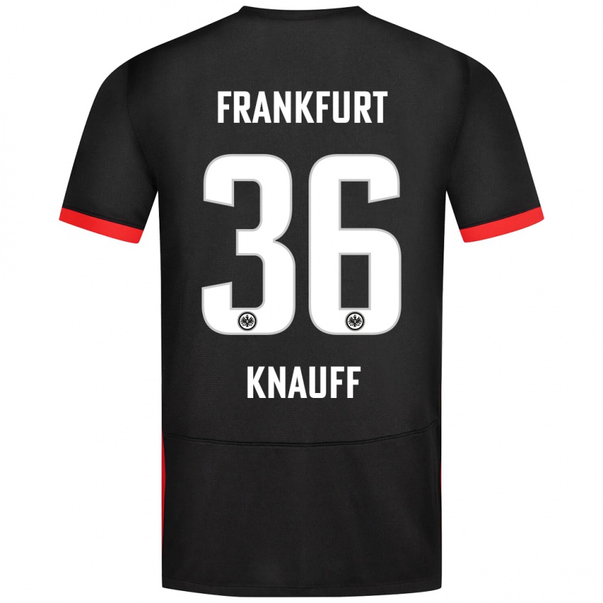 Kinder Ansgar Knauff #36 Schwarz Auswärtstrikot Trikot 2024/25 T-Shirt