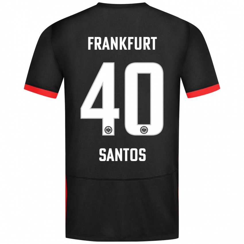 Kinder Kauã Santos #40 Schwarz Auswärtstrikot Trikot 2024/25 T-Shirt