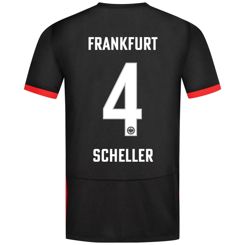 Kinder Niklas Scheller #4 Schwarz Auswärtstrikot Trikot 2024/25 T-Shirt