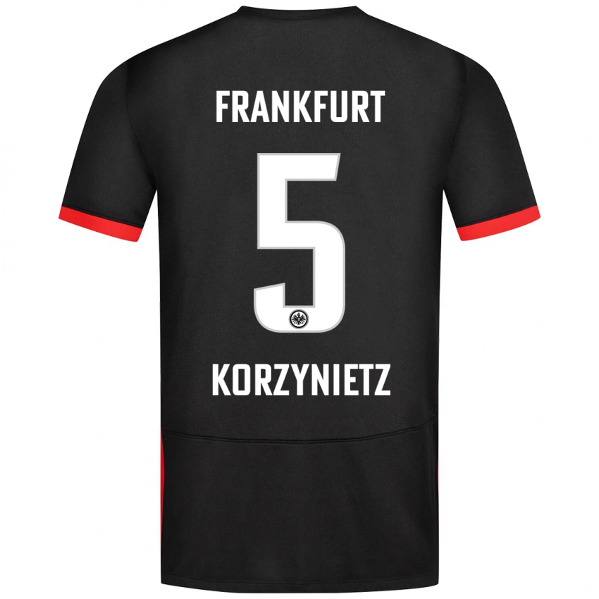 Kinder Jaden Korzynietz #5 Schwarz Auswärtstrikot Trikot 2024/25 T-Shirt