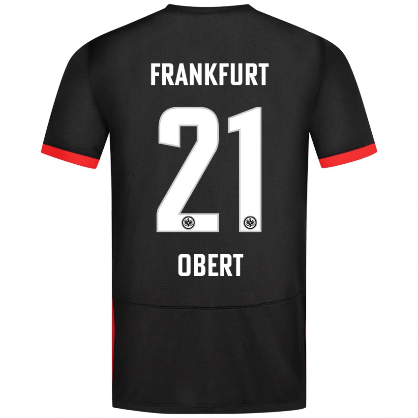 Kinder Yuriy Obert #21 Schwarz Auswärtstrikot Trikot 2024/25 T-Shirt